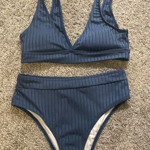 Blue high waisted bikini